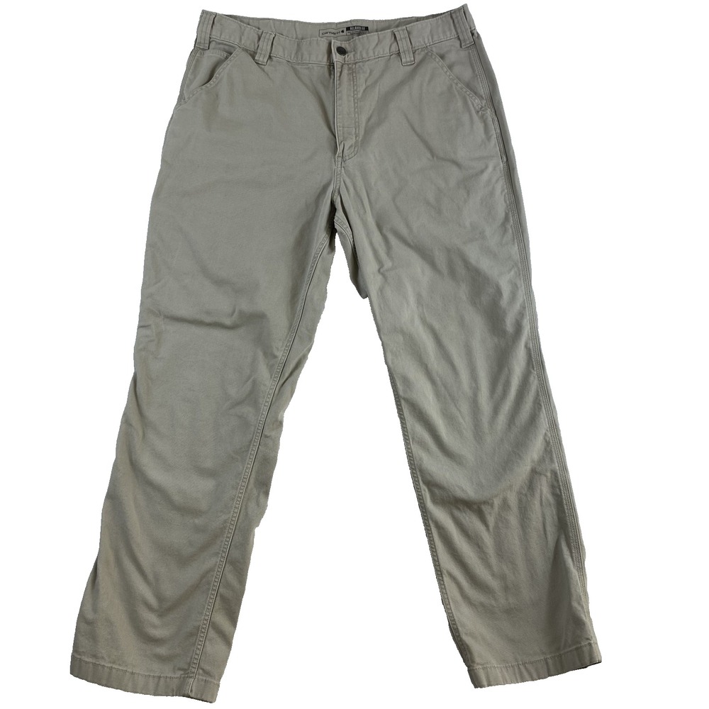 Carhartt Canvas Pants Sz 38x32 (actual 37x31) Beige Rugged Flex Relaxed Fit